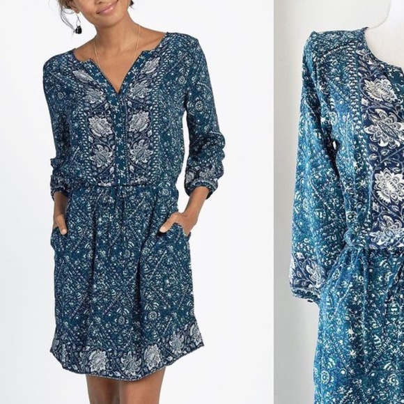 Faherty 100% SILK boho hippie dress. Sz M - Picture 1 of 12